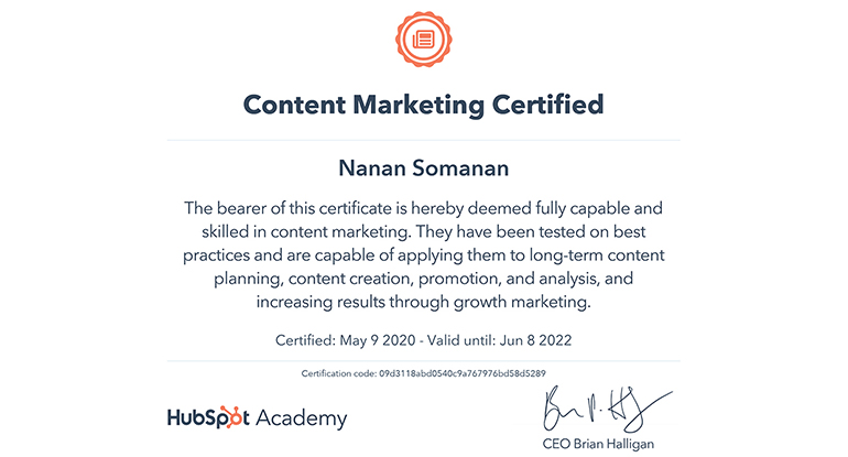 HubSpot certification
